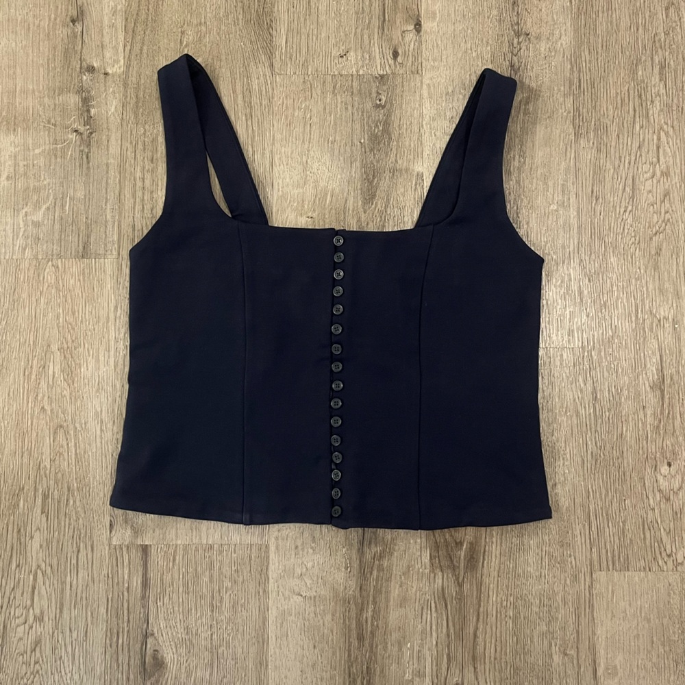 J. Crew Navy Corset top in stretch ponte - Picture 6 of 9